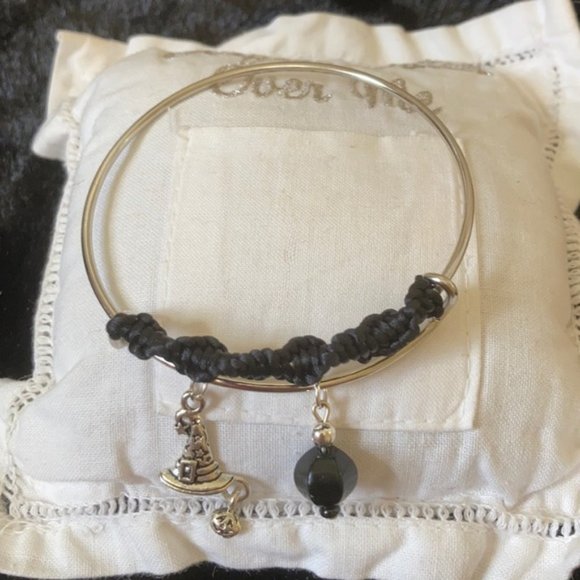 Obsidian Blackstone Witch 🧙🏽 Hat Braided Bracele - Picture 4 of 12